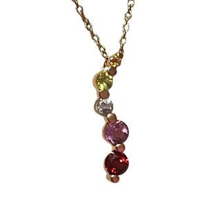 Genuine Multiple Gemstone Gold Plated Sterling Silver Pendant And Necklace